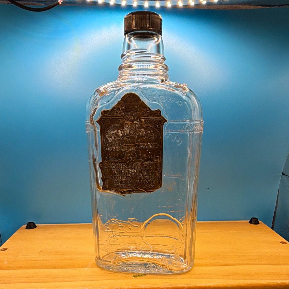 Antique Old Mr. Boston Clear Glass Distillery Advertising Bottle w/Label & Cap